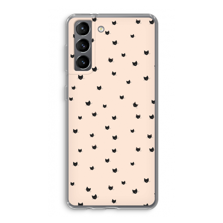 Kleine kattenkopjes: Samsung Galaxy S21 Transparant Hoesje