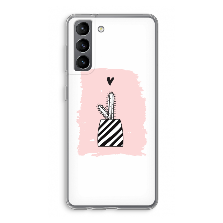 Zwart-wit cactus: Samsung Galaxy S21 Transparant Hoesje