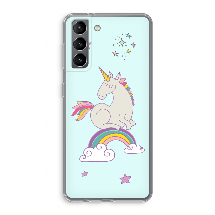 Regenboog eenhoorn: Samsung Galaxy S21 Transparant Hoesje