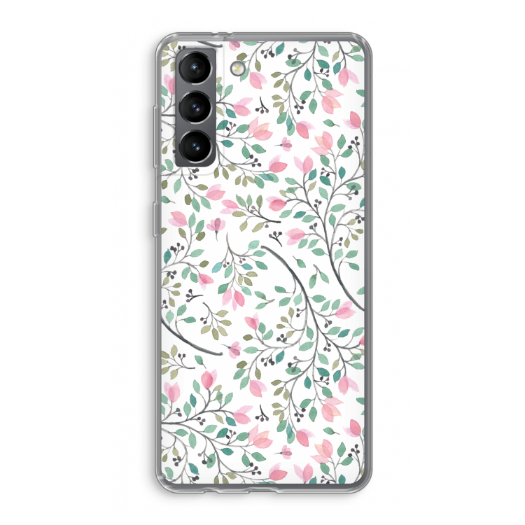 Sierlijke bloemen: Samsung Galaxy S21 Transparant Hoesje