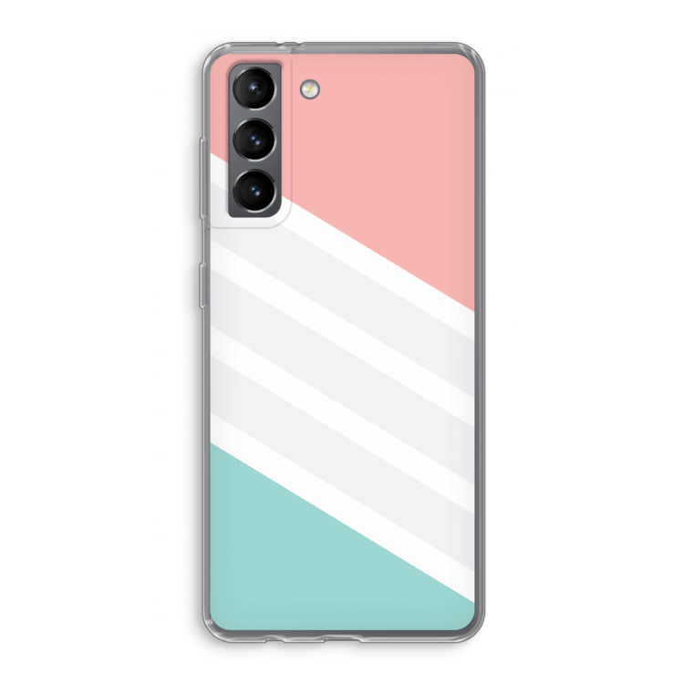 Strepen pastel: Samsung Galaxy S21 Transparant Hoesje