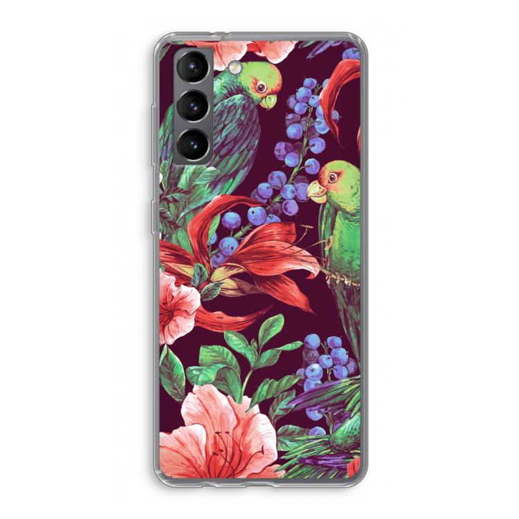 Papegaaien: Samsung Galaxy S21 Transparant Hoesje