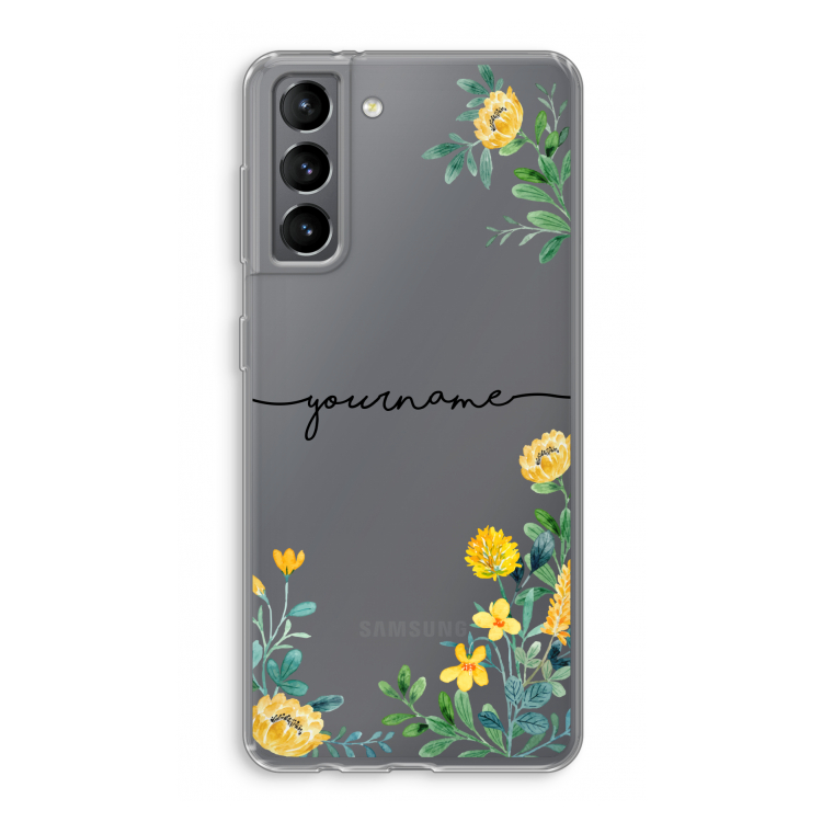 Gele bloemen: Samsung Galaxy S21 Transparant Hoesje