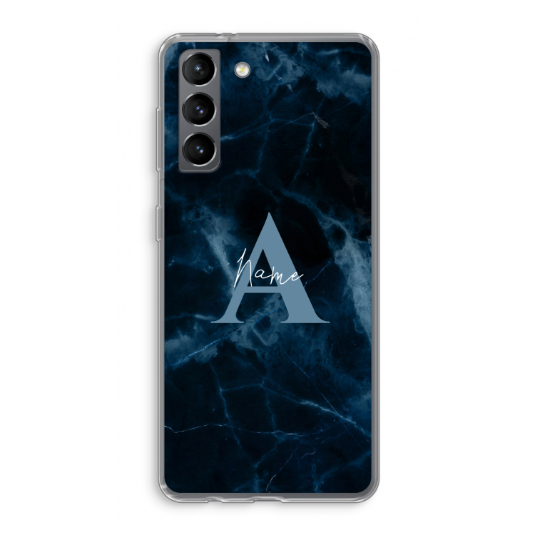 Midnight Marble: Samsung Galaxy S21 Transparant Hoesje