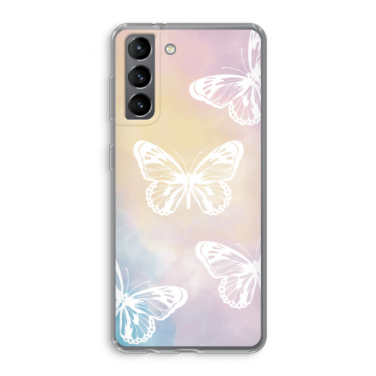 White butterfly: Samsung Galaxy S21 Transparant Hoesje
