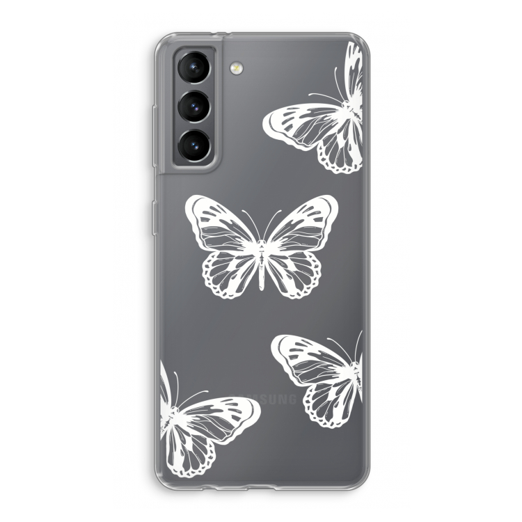 White butterfly: Samsung Galaxy S21 Transparant Hoesje