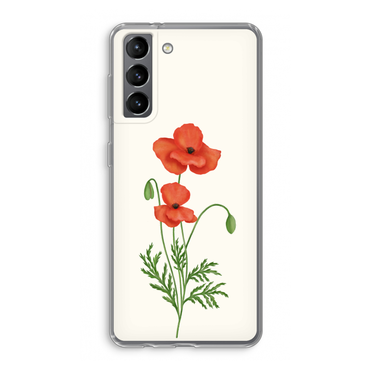 Red poppy: Samsung Galaxy S21 Transparant Hoesje