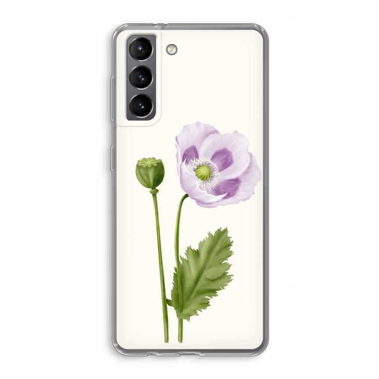Purple poppy: Samsung Galaxy S21 Transparant Hoesje