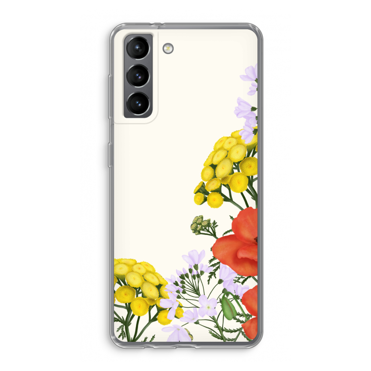 Wilde bloemen: Samsung Galaxy S21 Transparant Hoesje