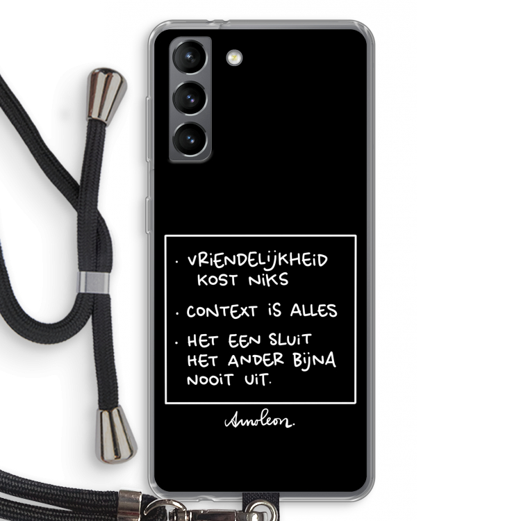 Mijn Motto's: Samsung Galaxy S21 Transparant Hoesje met koord