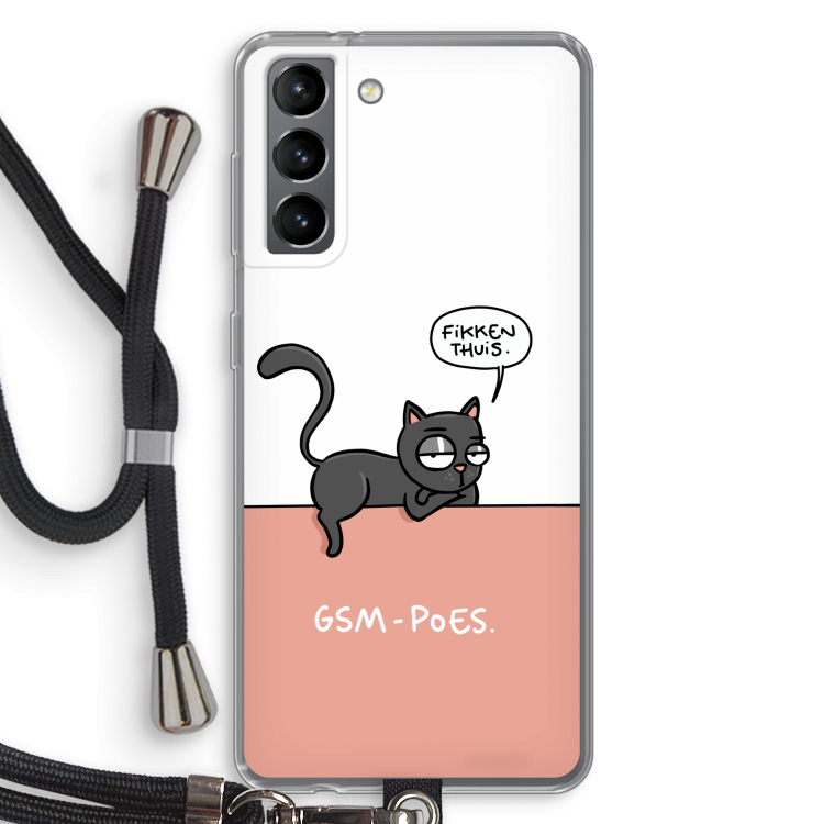 GSM poes: Samsung Galaxy S21 Transparant Hoesje met koord