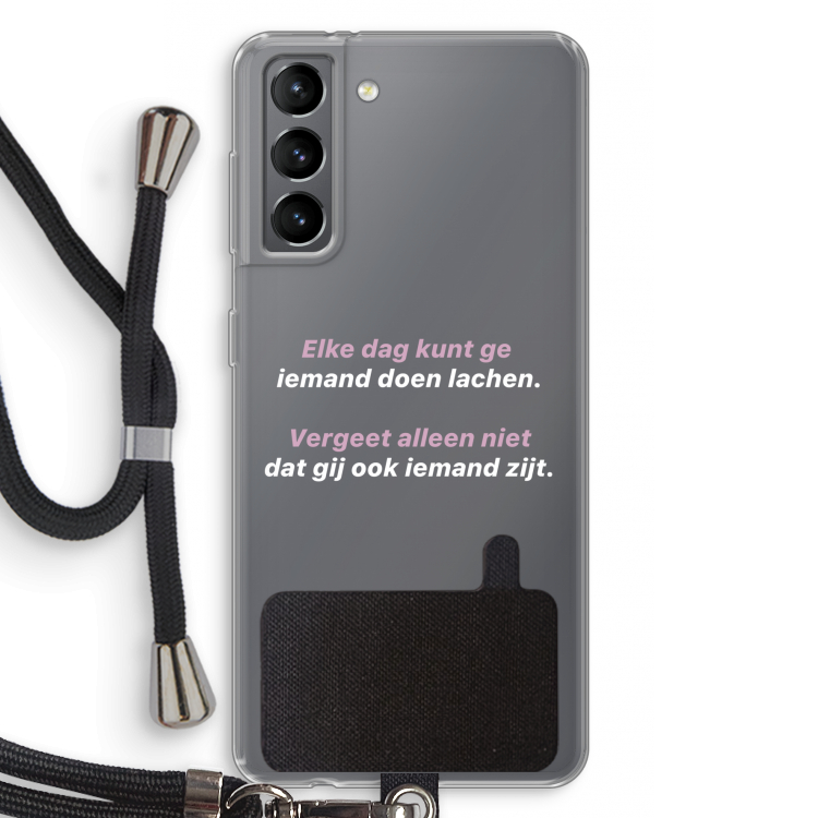 gij zijt ook iemand: Samsung Galaxy S21 Transparant Hoesje met koord