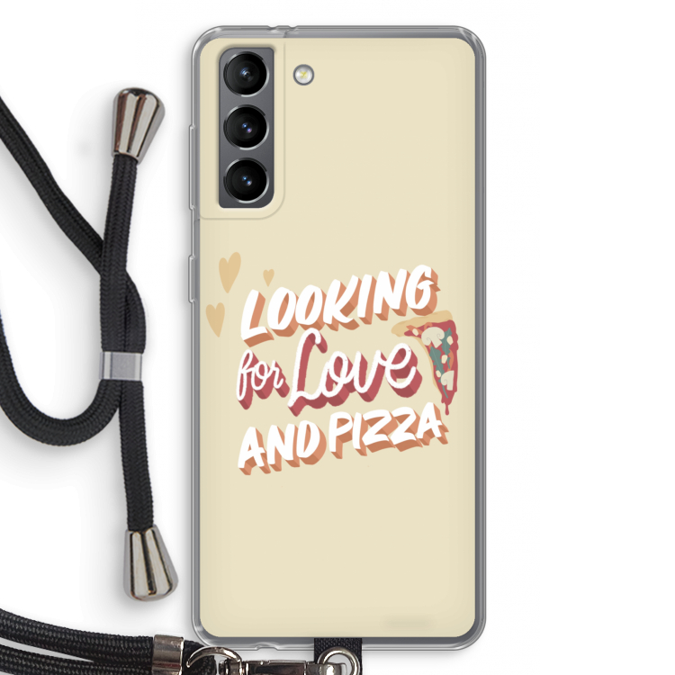Pizza is the answer: Samsung Galaxy S21 Transparant Hoesje met koord