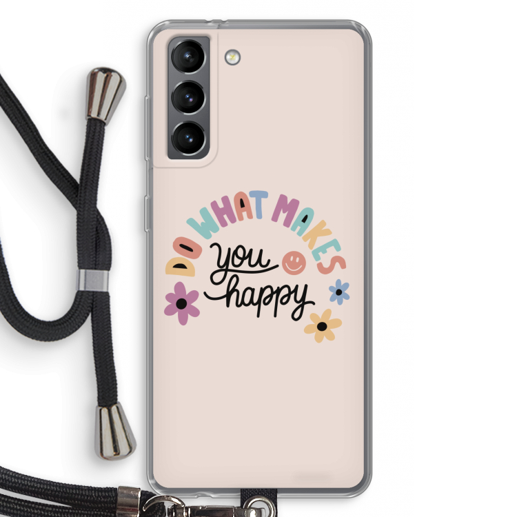 Happy days: Samsung Galaxy S21 Transparant Hoesje met koord