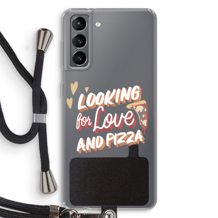 Pizza is the answer: Samsung Galaxy S21 Transparant Hoesje met koord
