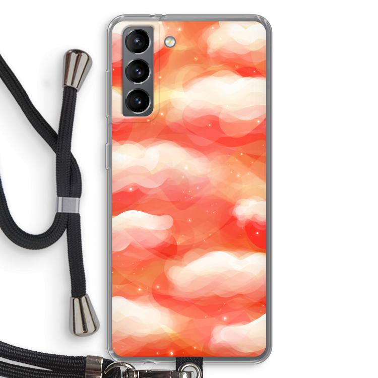 Lichte Wolken: Samsung Galaxy S21 Transparant Hoesje met koord