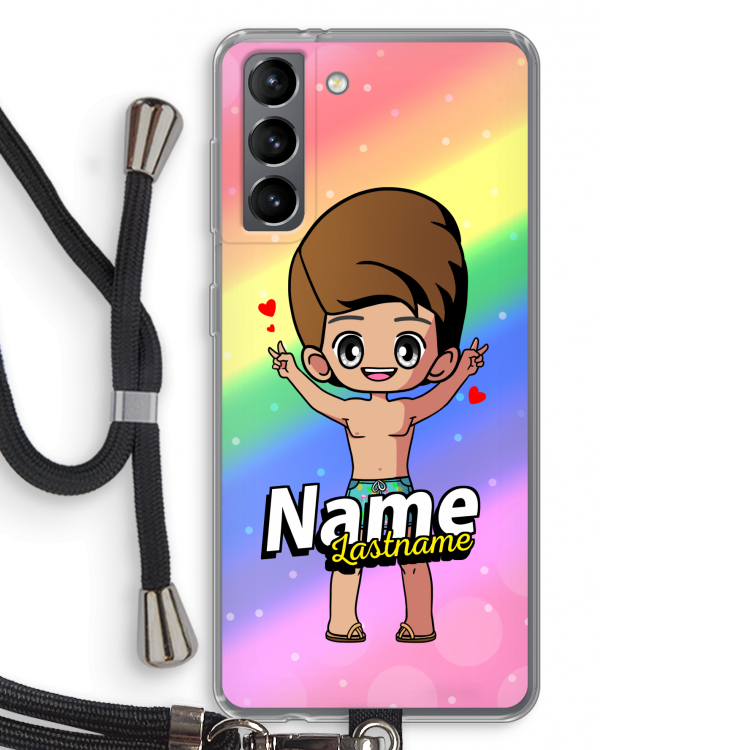 Chibi Maker man: Samsung Galaxy S21 Transparant Hoesje met koord