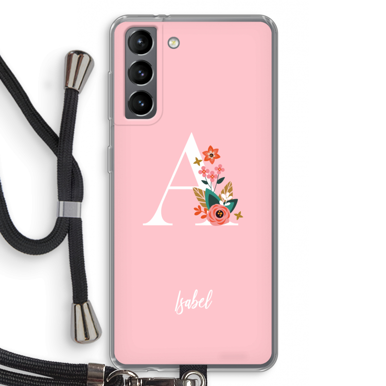 Pink Bouquet: Samsung Galaxy S21 Transparant Hoesje met koord