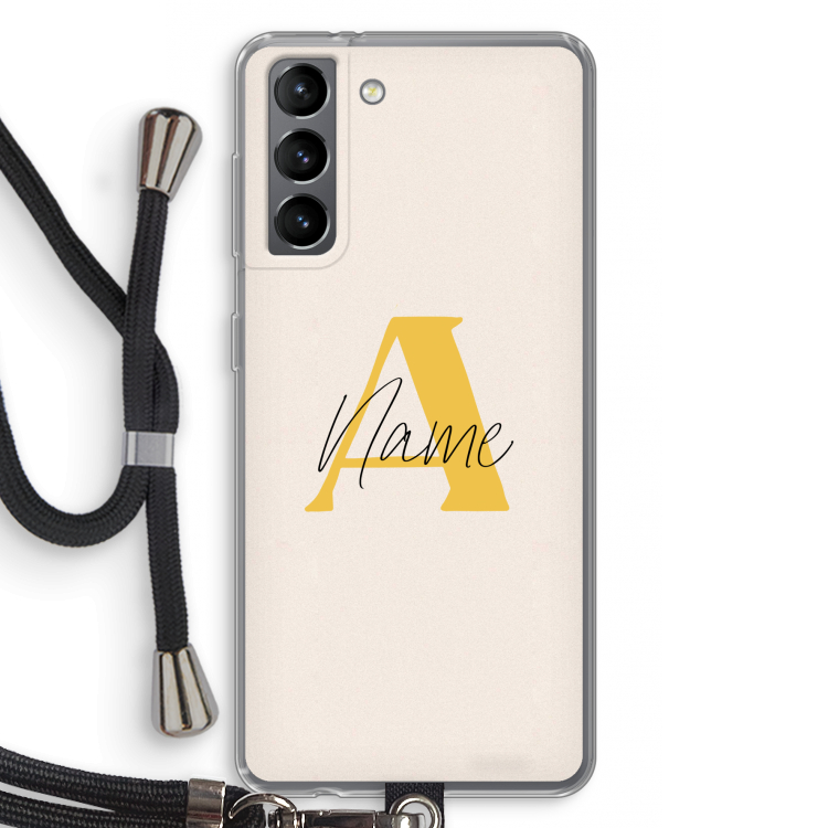 Amber Script: Samsung Galaxy S21 Transparant Hoesje met koord