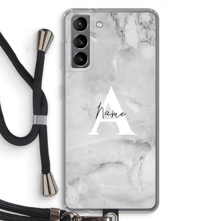 Ivory Marble: Samsung Galaxy S21 Transparant Hoesje met koord