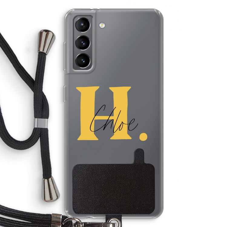 Amber Script: Samsung Galaxy S21 Transparant Hoesje met koord