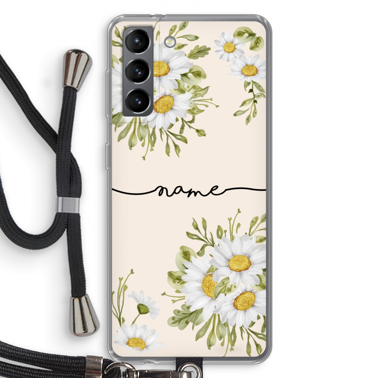 Daisies: Samsung Galaxy S21 Transparant Hoesje met koord