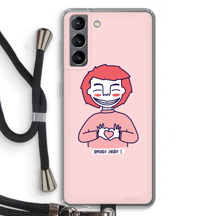 Hartje: Samsung Galaxy S21 Transparant Hoesje met koord