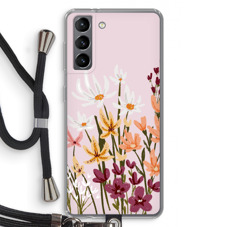Painted wildflowers: Samsung Galaxy S21 Transparant Hoesje met koord