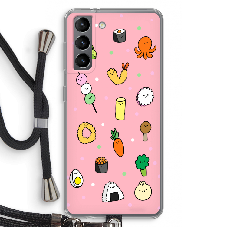 Happy bento friends: Samsung Galaxy S21 Transparant Hoesje met koord