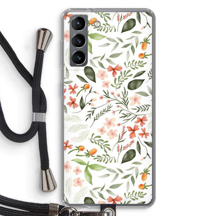 Sweet little flowers: Samsung Galaxy S21 Transparant Hoesje met koord