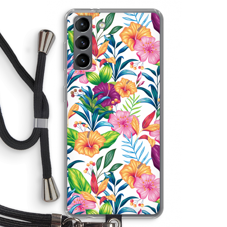 Tropisch 2: Samsung Galaxy S21 Transparant Hoesje met koord