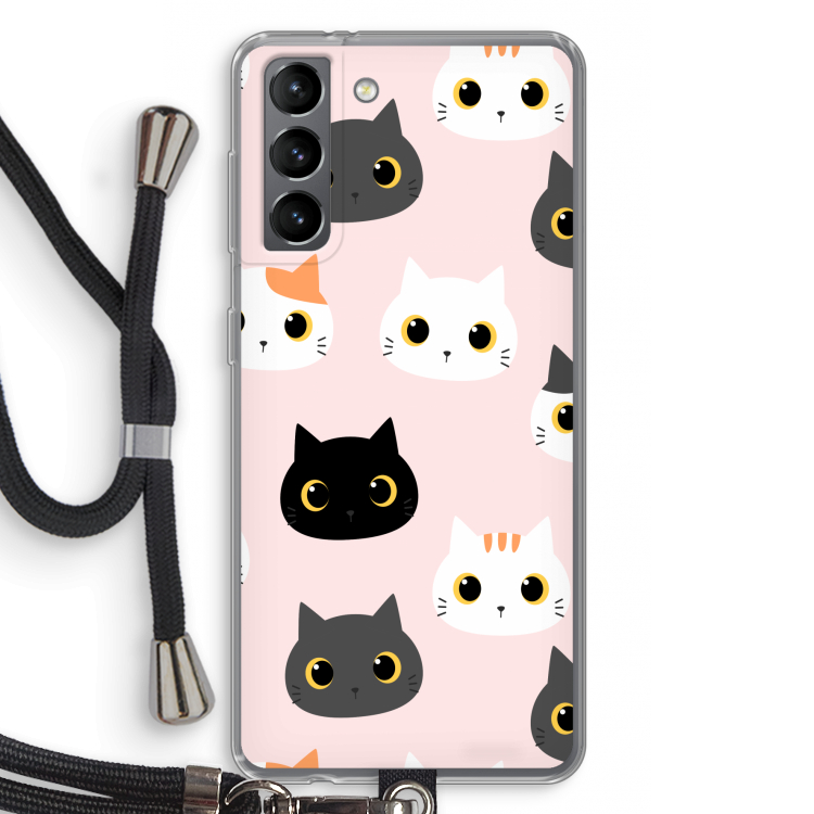 Katten: Samsung Galaxy S21 Transparant Hoesje met koord