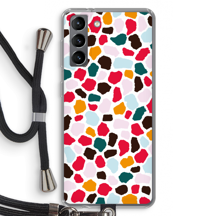Colored Giraffe: Samsung Galaxy S21 Transparant Hoesje met koord
