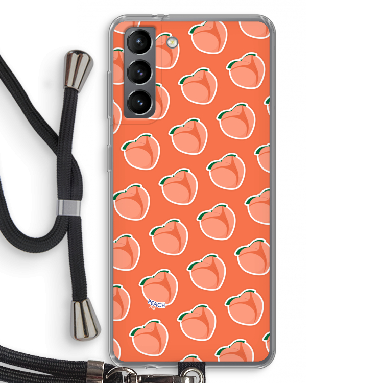 Just peachy: Samsung Galaxy S21 Transparant Hoesje met koord