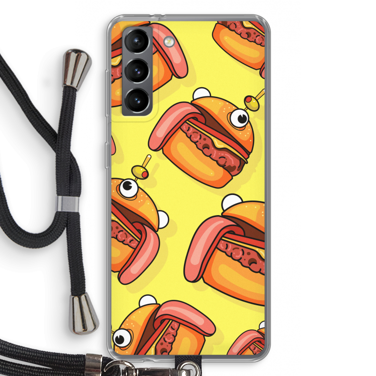 Hamburger: Samsung Galaxy S21 Transparant Hoesje met koord