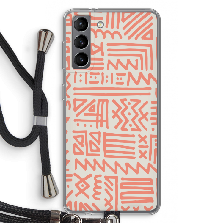 Marrakech Pink: Samsung Galaxy S21 Transparant Hoesje met koord