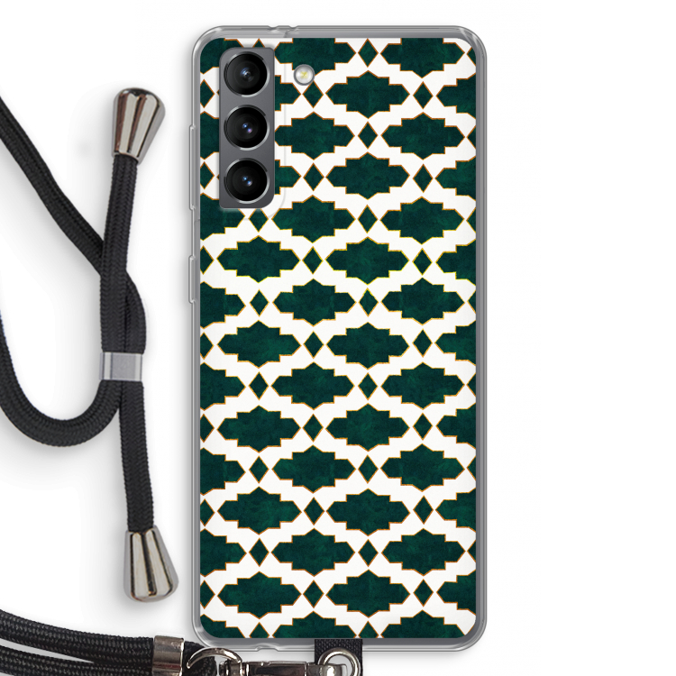Moroccan tiles: Samsung Galaxy S21 Transparant Hoesje met koord
