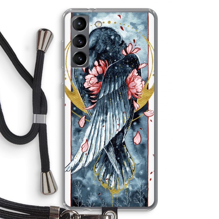 Golden Raven: Samsung Galaxy S21 Transparant Hoesje met koord