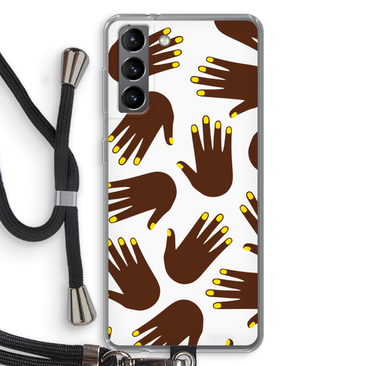 Hands dark: Samsung Galaxy S21 Transparant Hoesje met koord