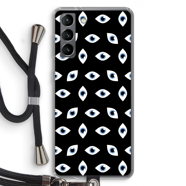 Eyes pattern: Samsung Galaxy S21 Transparant Hoesje met koord