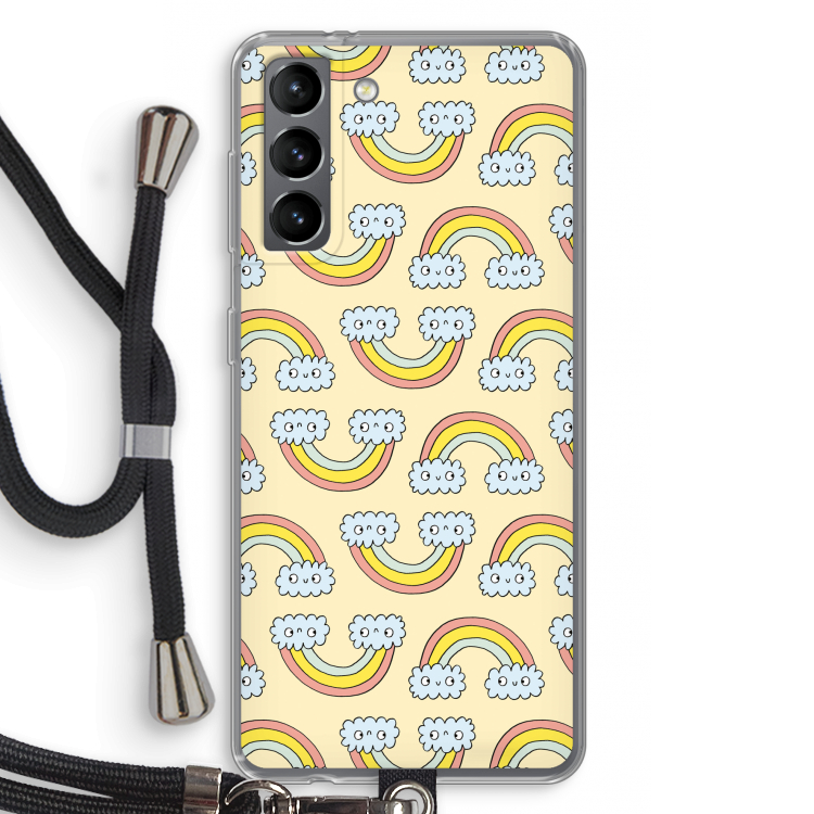 Regenboog: Samsung Galaxy S21 Transparant Hoesje met koord