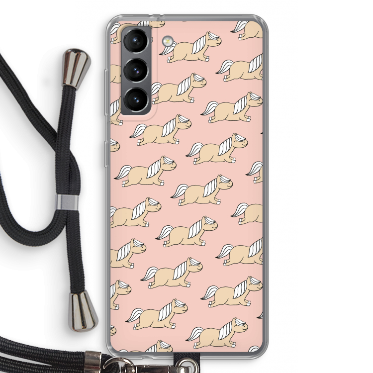 Ponys: Samsung Galaxy S21 Transparant Hoesje met koord