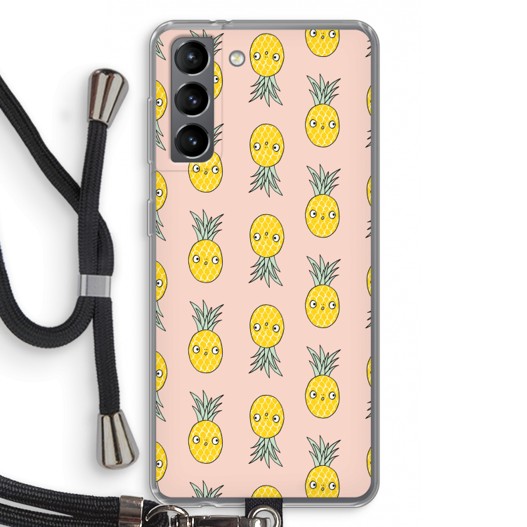 Ananas: Samsung Galaxy S21 Transparant Hoesje met koord