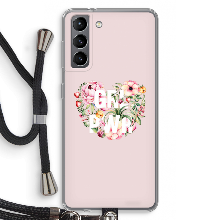 GRL PWR Flower: Samsung Galaxy S21 Transparant Hoesje met koord