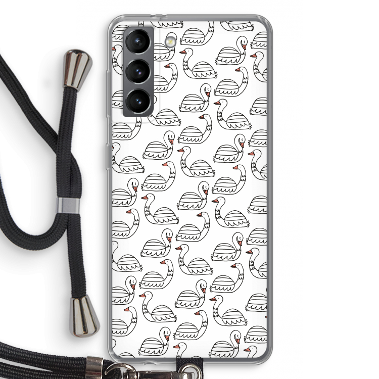 Zwanen: Samsung Galaxy S21 Transparant Hoesje met koord