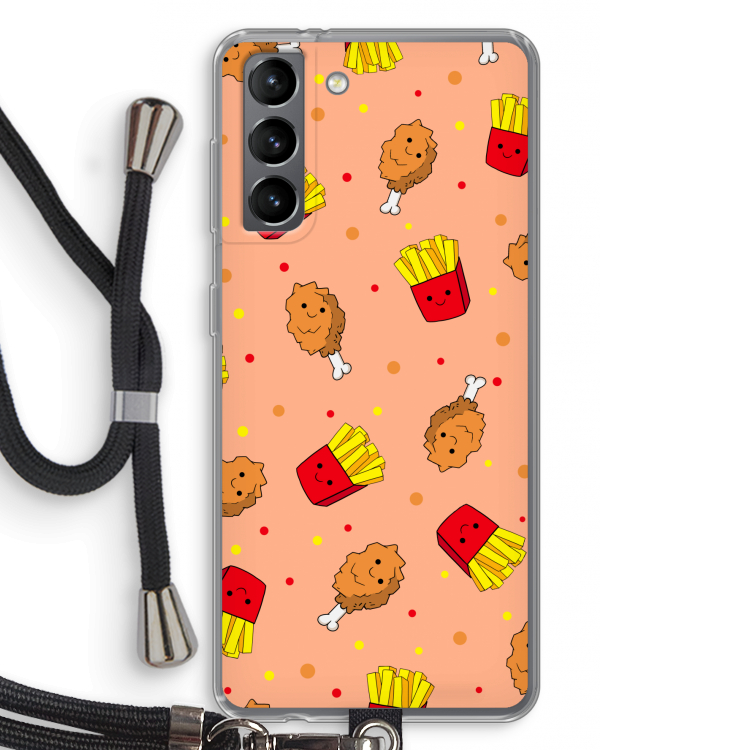 Chicken 'n Fries: Samsung Galaxy S21 Transparant Hoesje met koord