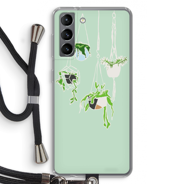 Hang In There: Samsung Galaxy S21 Transparant Hoesje met koord