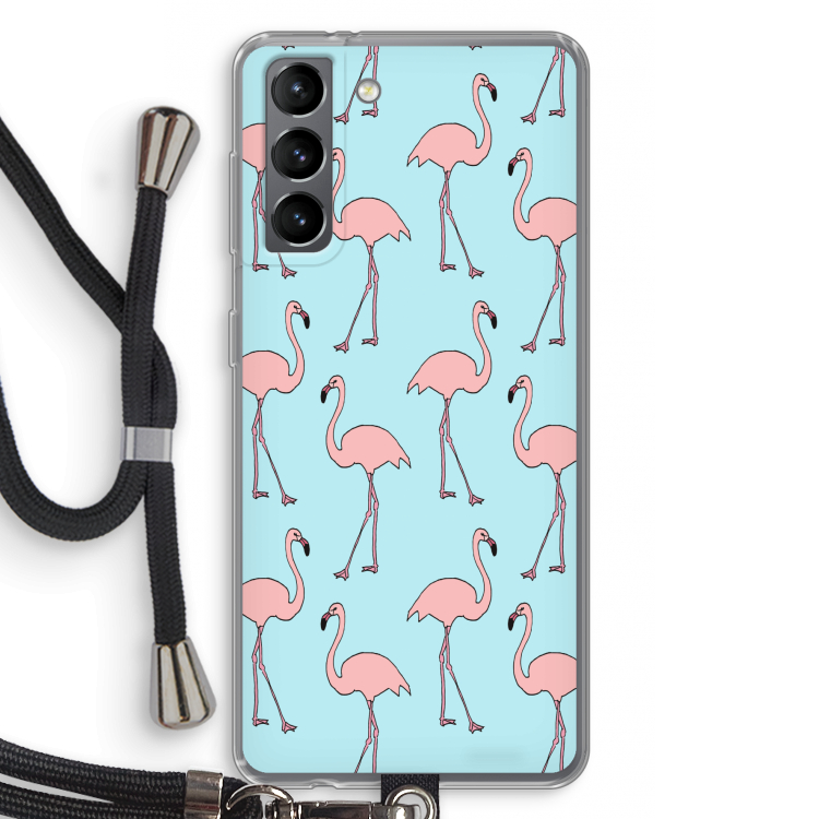 Anything Flamingoes: Samsung Galaxy S21 Transparant Hoesje met koord