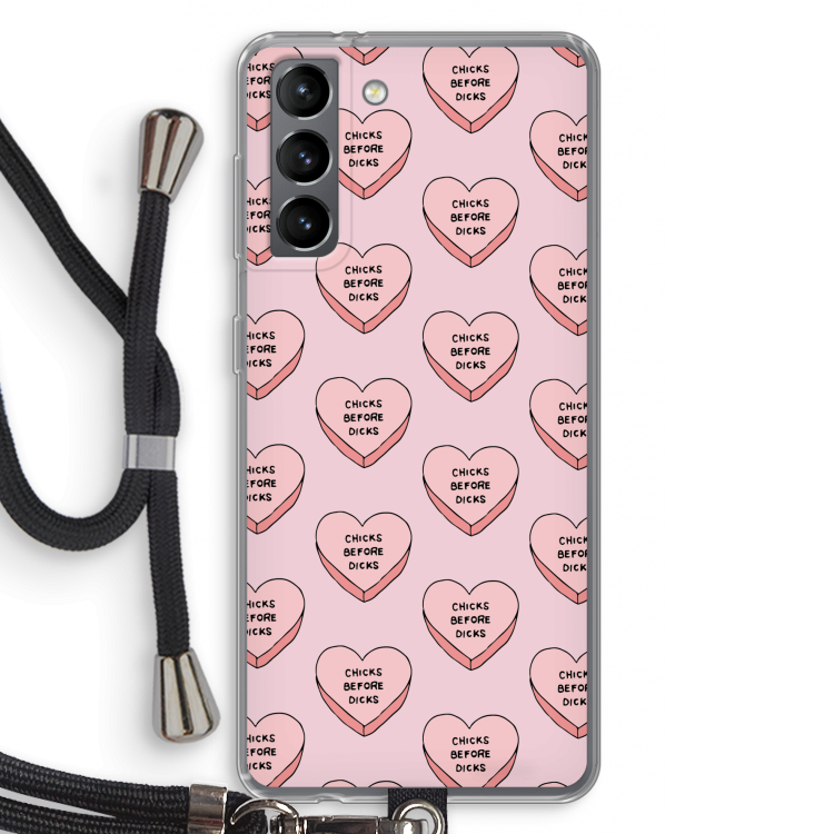 Chicks before dicks: Samsung Galaxy S21 Transparant Hoesje met koord