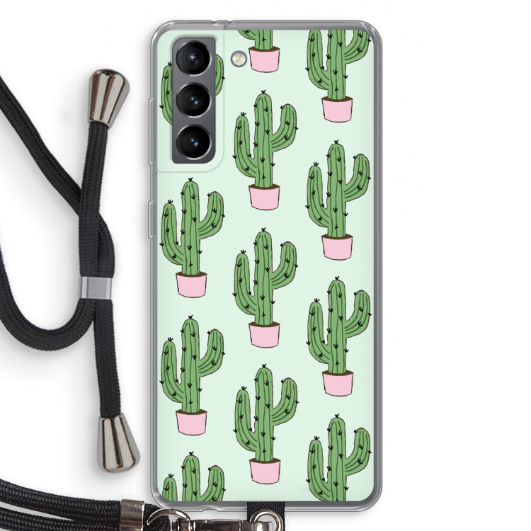 Cactus Lover: Samsung Galaxy S21 Transparant Hoesje met koord
